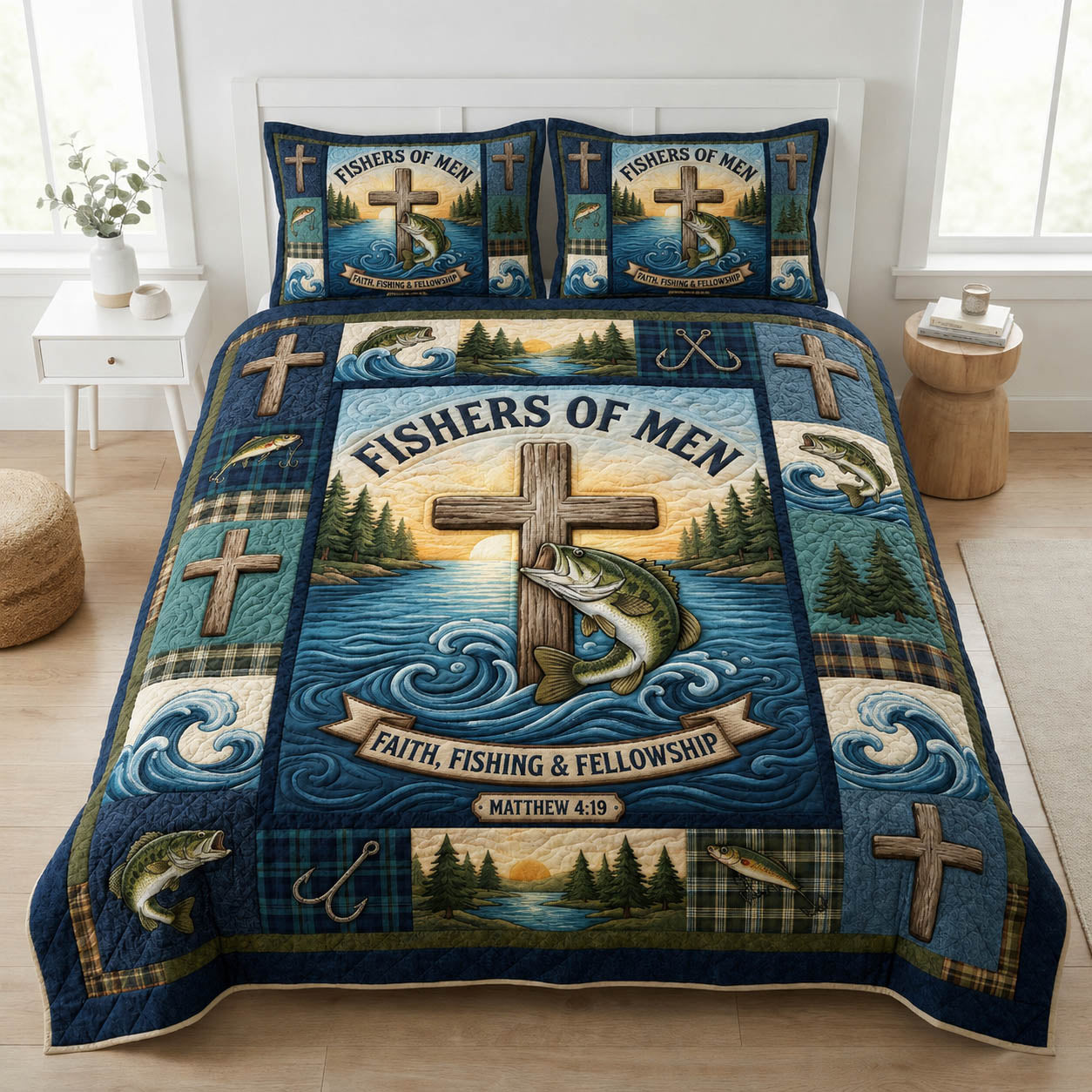 Fisher Of Men 3-Piece Quilted Bedding Set GFTOLAN1096