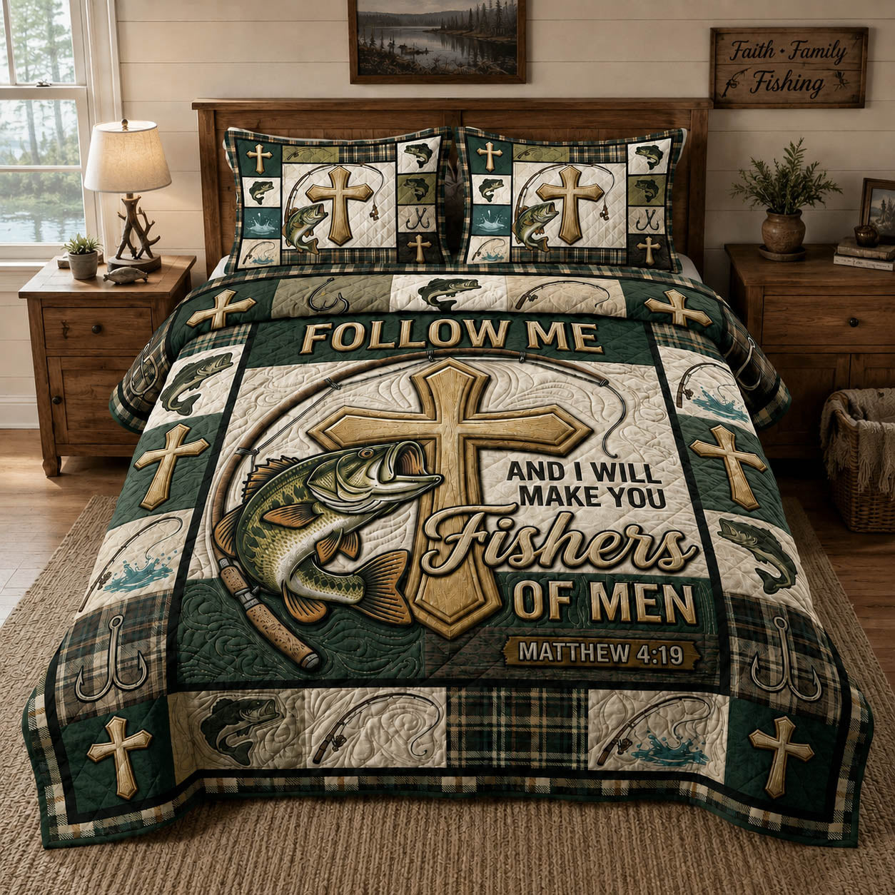Fisher Of Men 3-Piece Quilted Bedding Set GFTOLAN1097