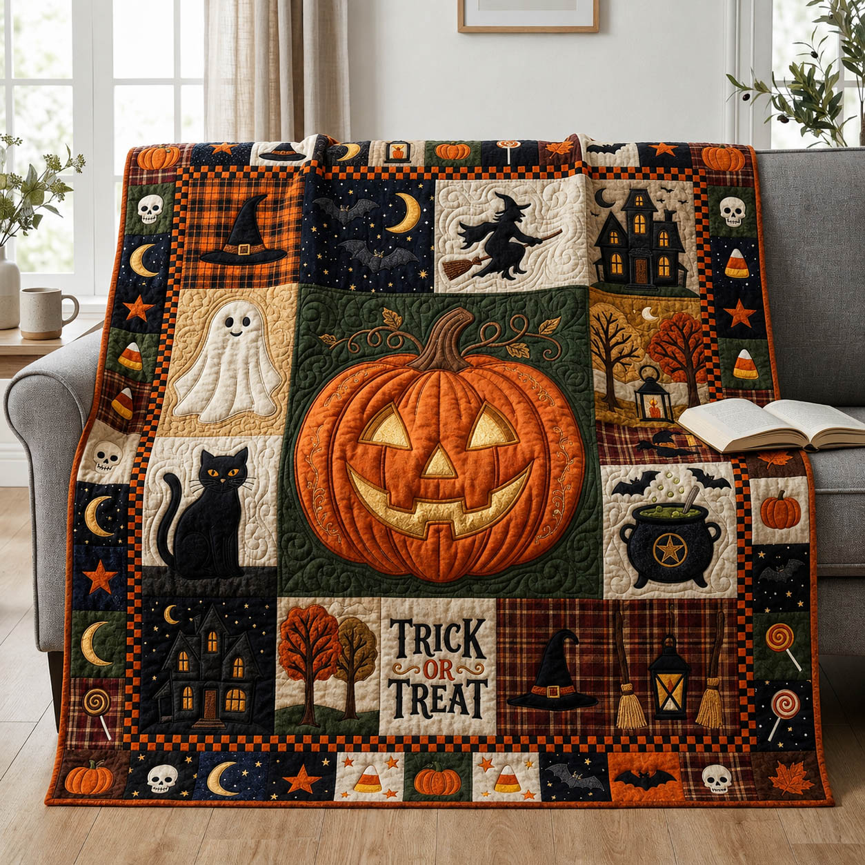 Halloween Patchwork Quilted Blanket GFTOLAN1105