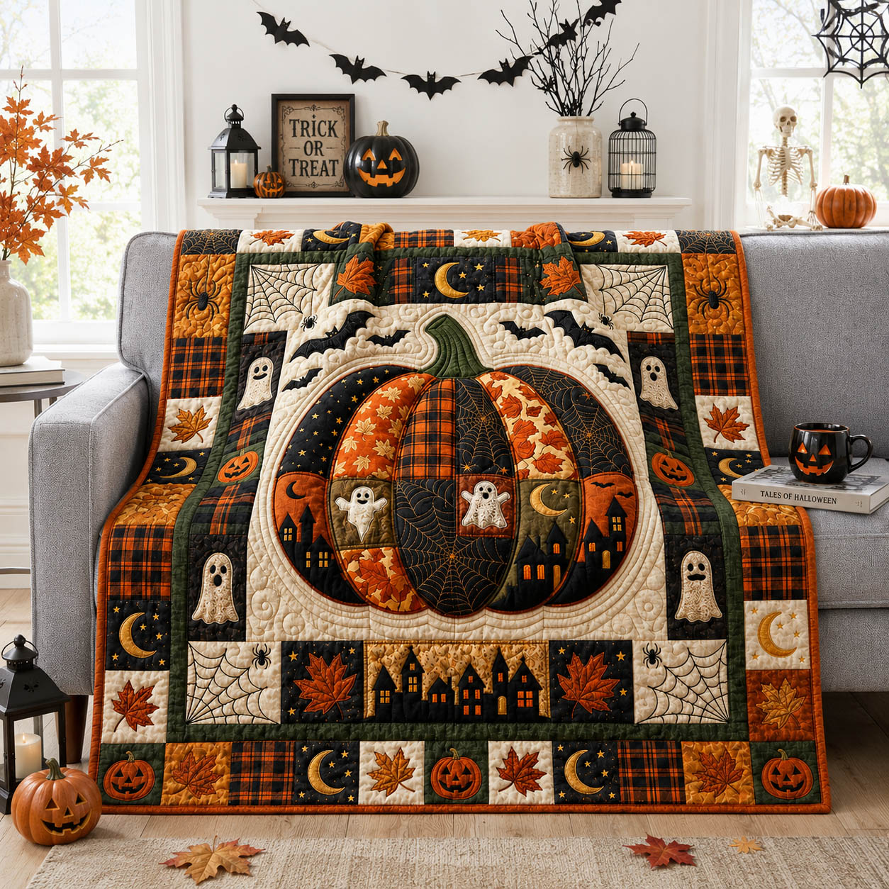 Halloween Patchwork Quilted Blanket GFTOLAN1107