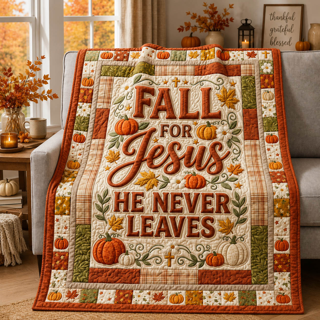 Fall For Jesus Quilted Blanket GFTOLAN1111