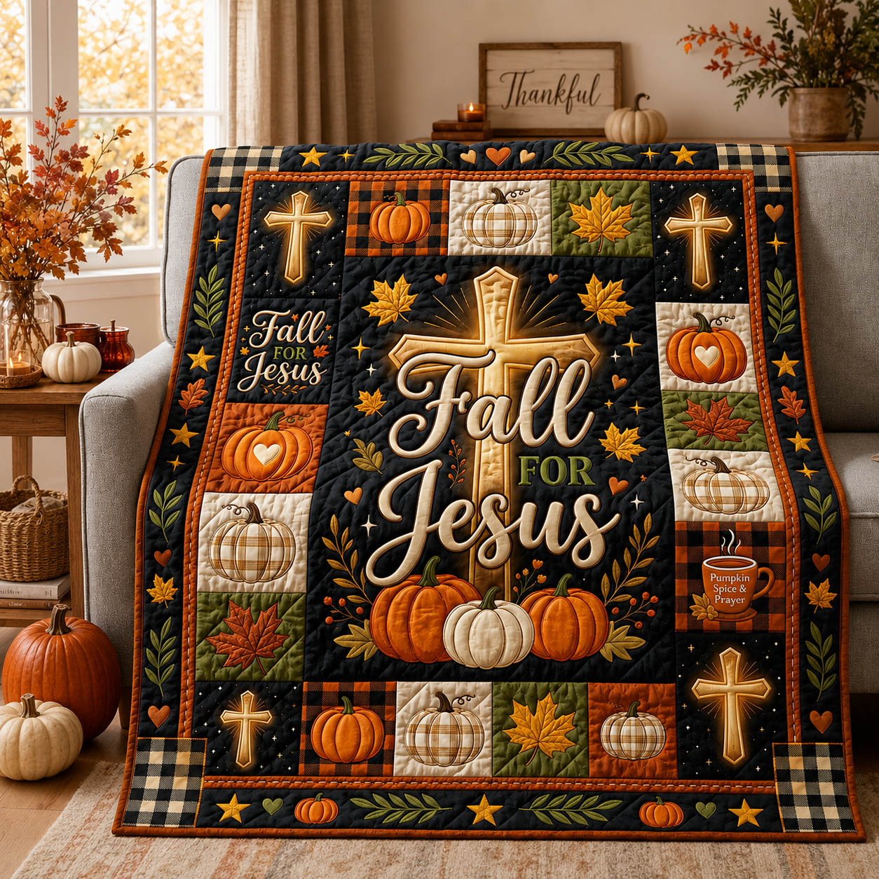 Fall For Jesus Quilted Blanket GFTOLAN1114