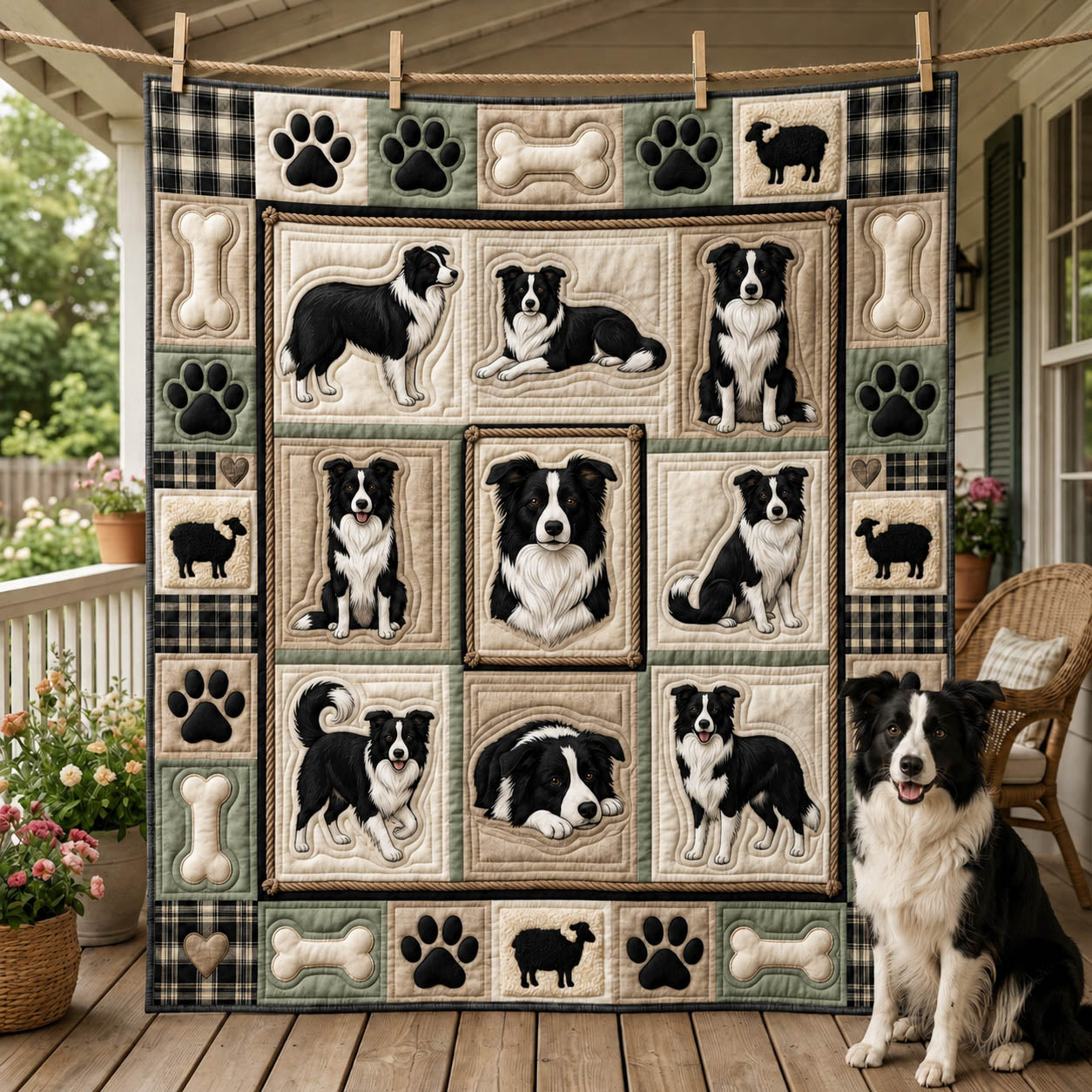 Border Collie Sheepdog Quilted Blanket GFTOLAN1240