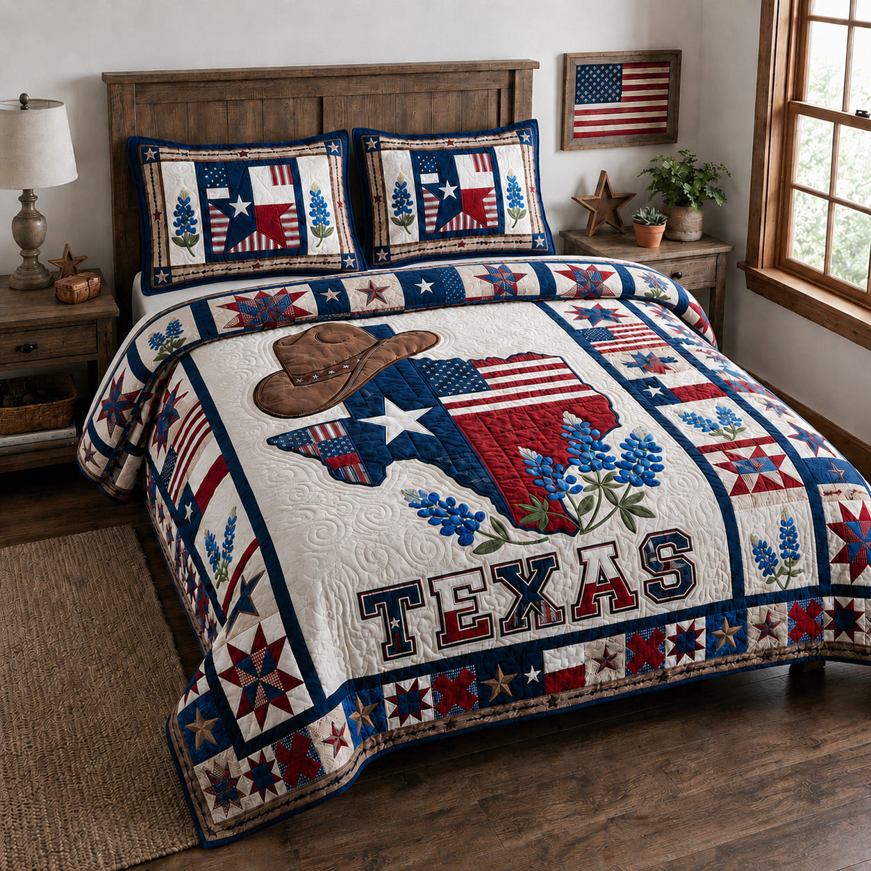 Texas Lone Star 3-Piece Quilted Bedding Set GFTOLAN167
