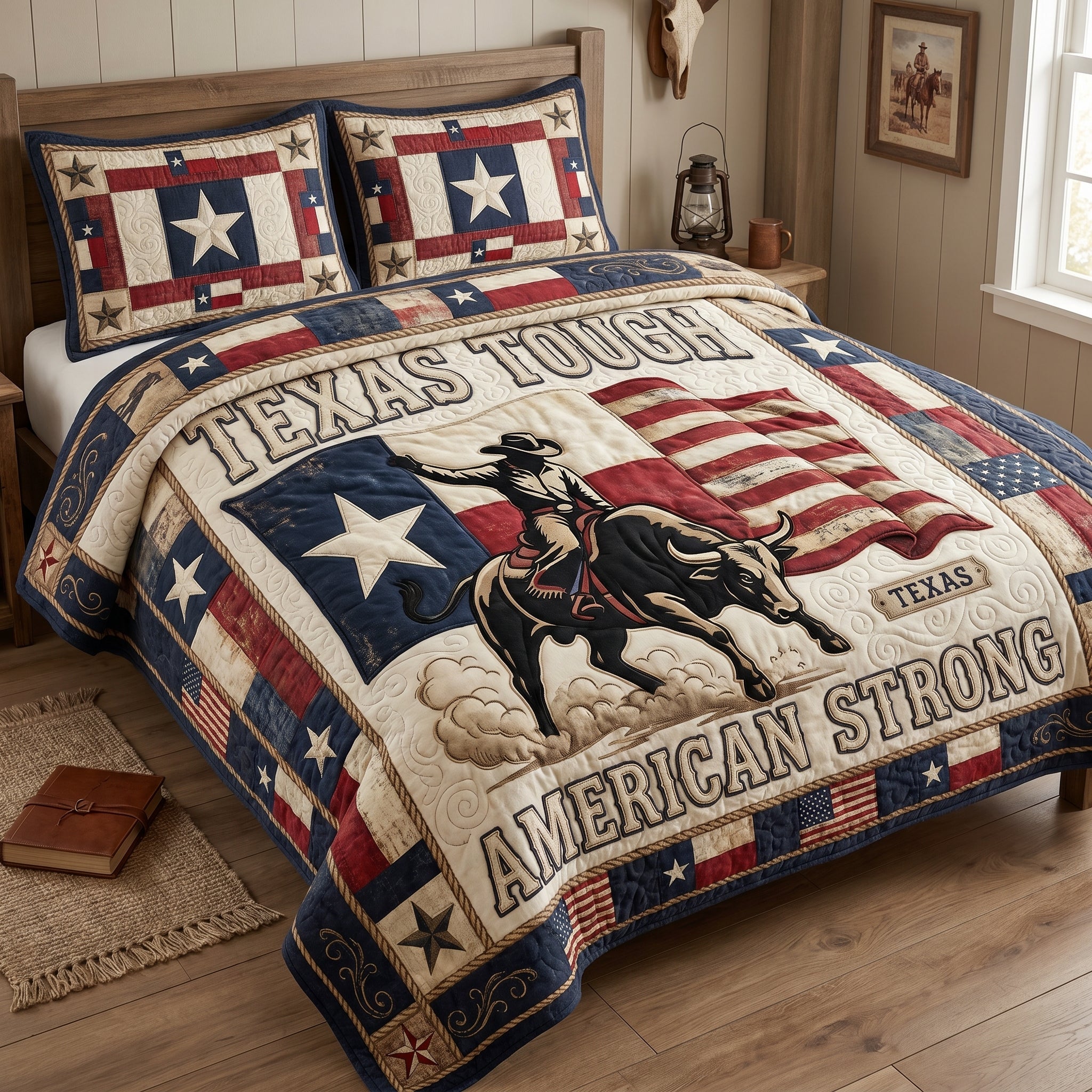 Texas Tough American Strong 3-Piece Quilted Bedding Set GFTOLAN172
