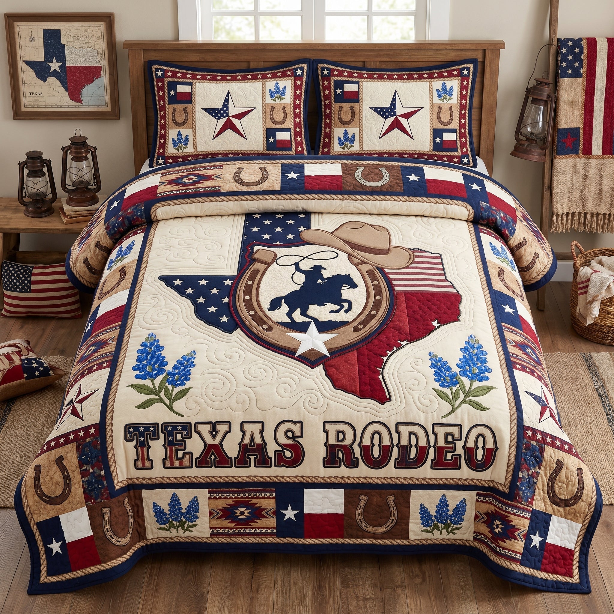 Texas Rodeo 3-Piece Quilted Bedding Set GFTOLAN173