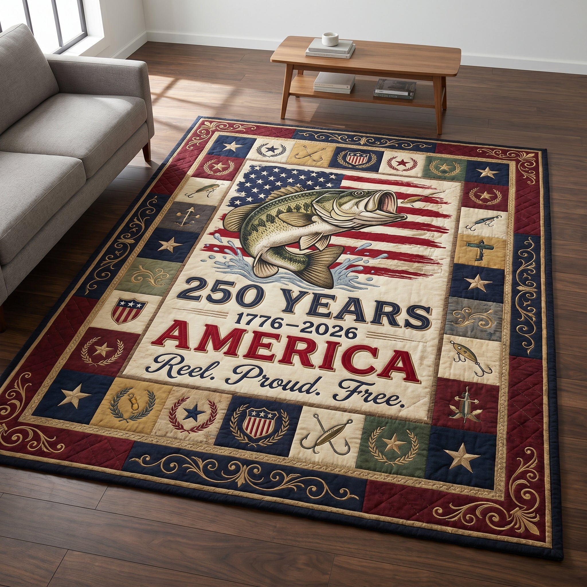 America Fishing Area Rug GFTOLAN179