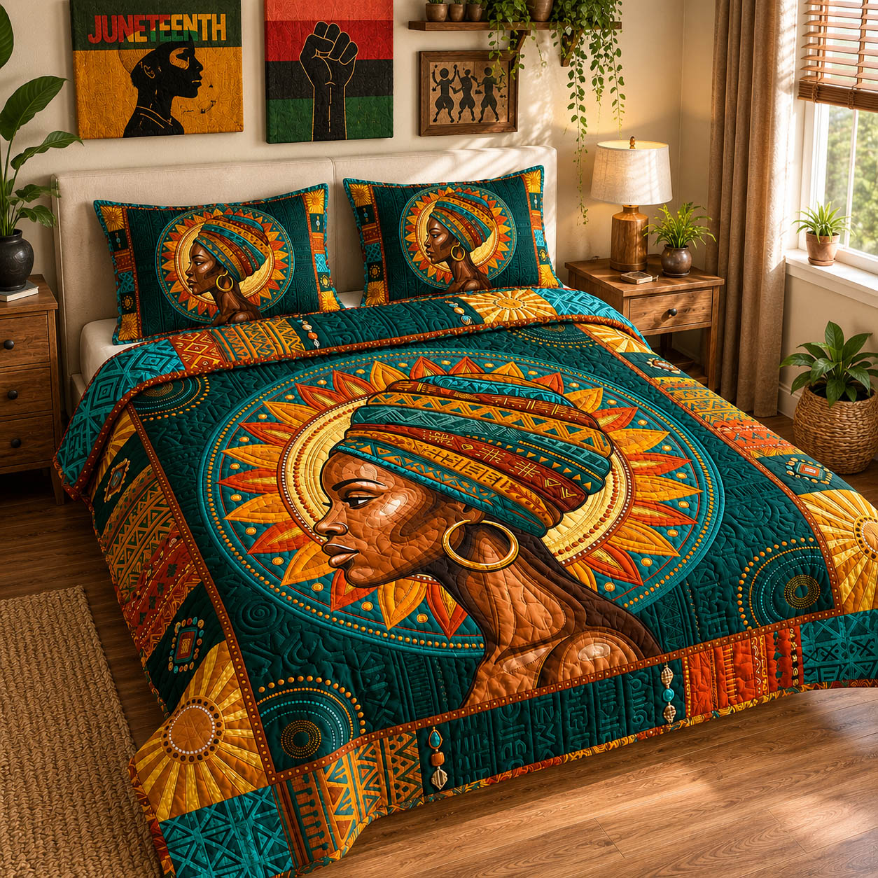 Royal Black Queen 3-Piece Quilted Bedding Set GFTOLAN211