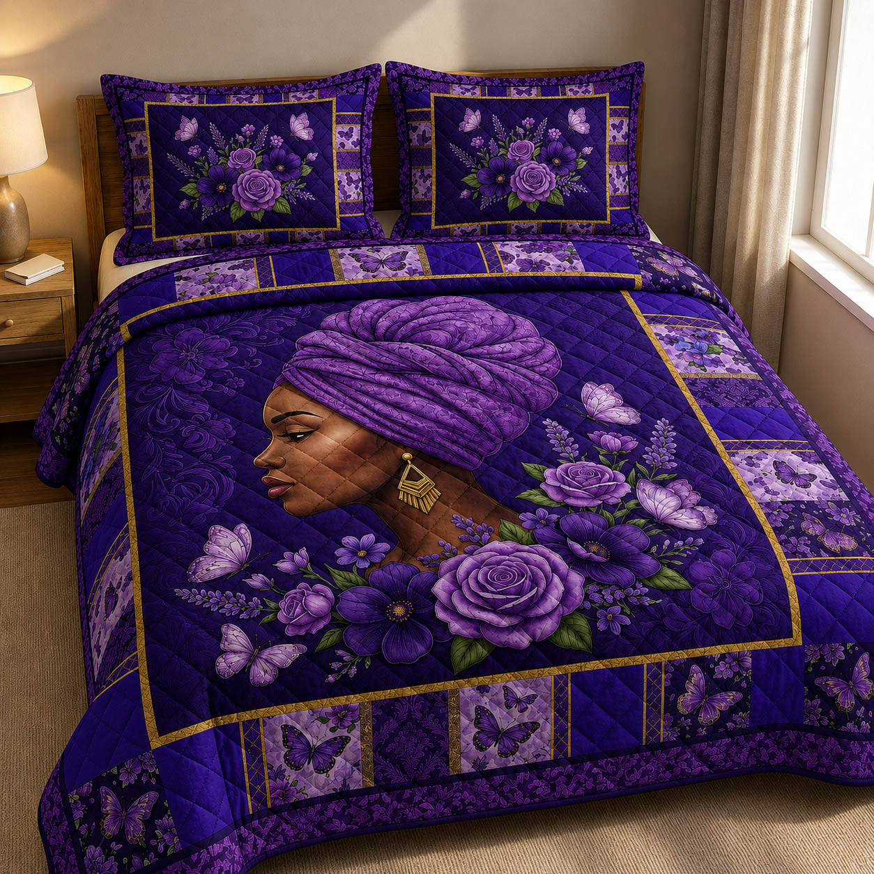 Purple Grace 3-Piece Quilted Bedding Set GFTOLAN214