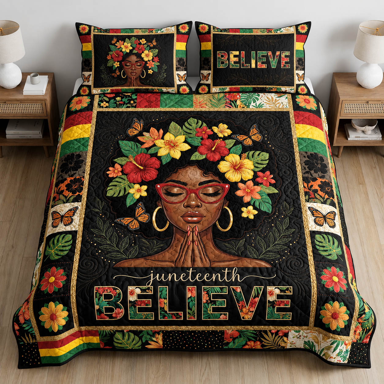 Floral Believe 3-Piece Quilted Bedding Set GFTOLAN217