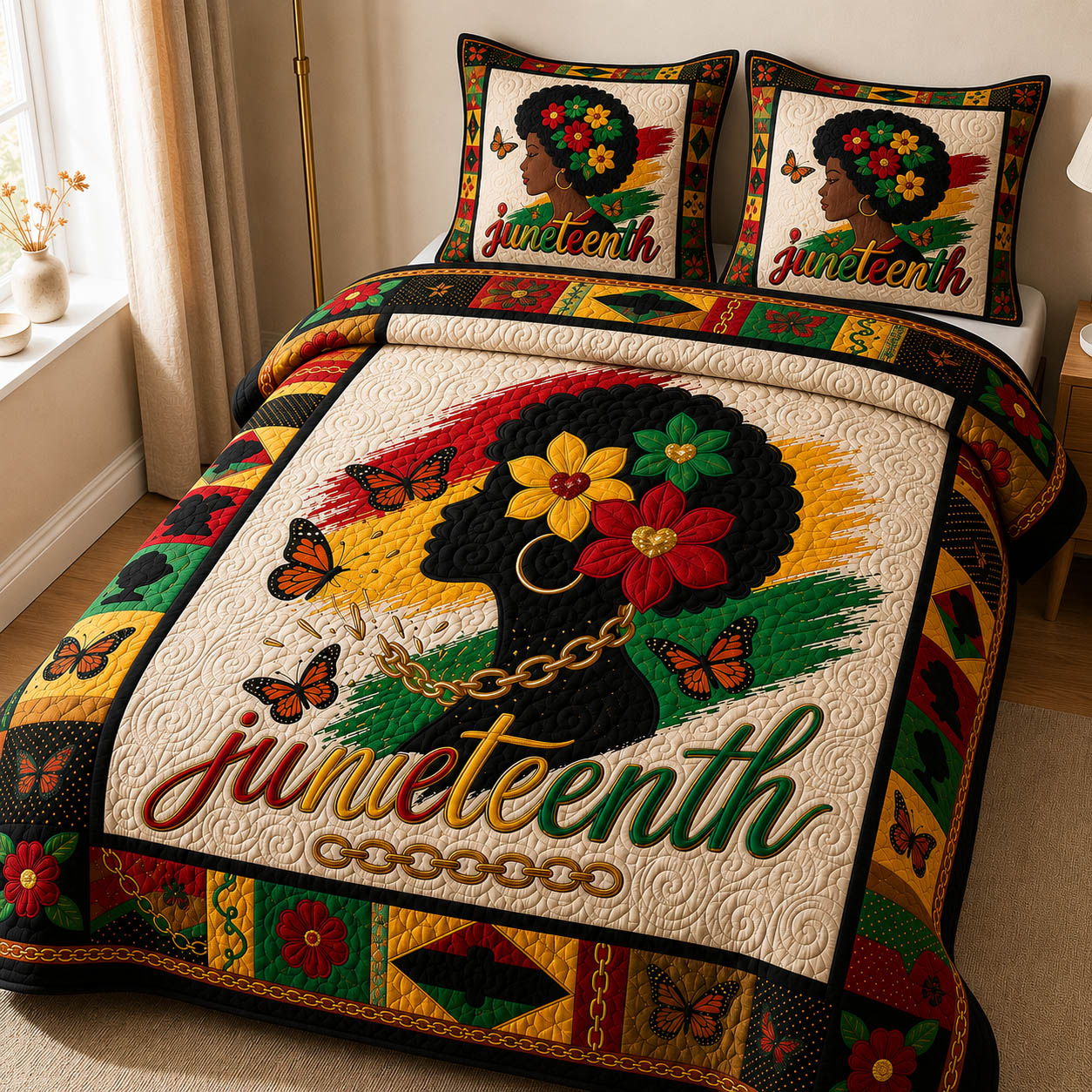 Juneteenth Bloom 3-Piece Quilted Bedding Set GFTOLAN218