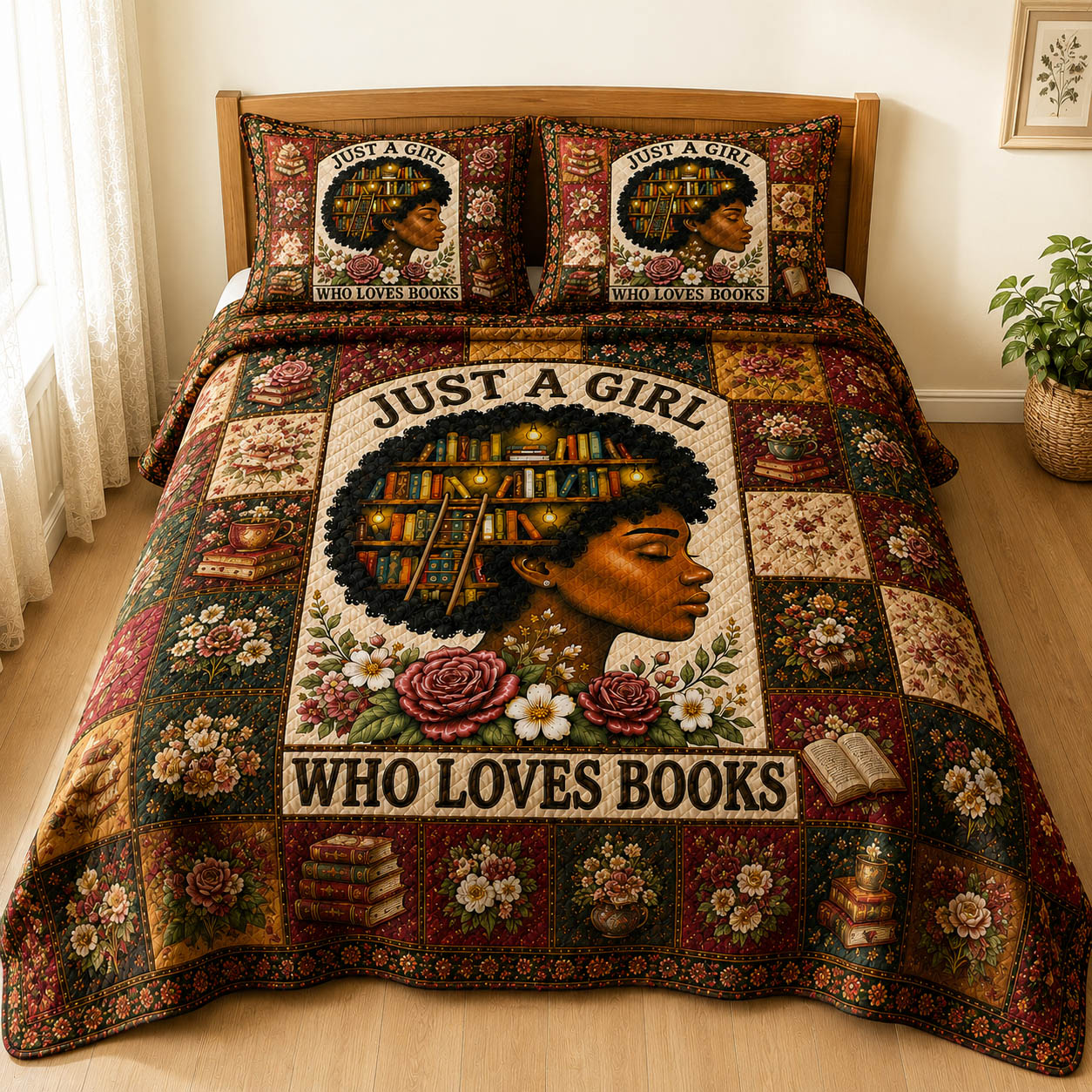 Black Book Lover 3-Piece Quilted Bedding Set GFTOLAN219