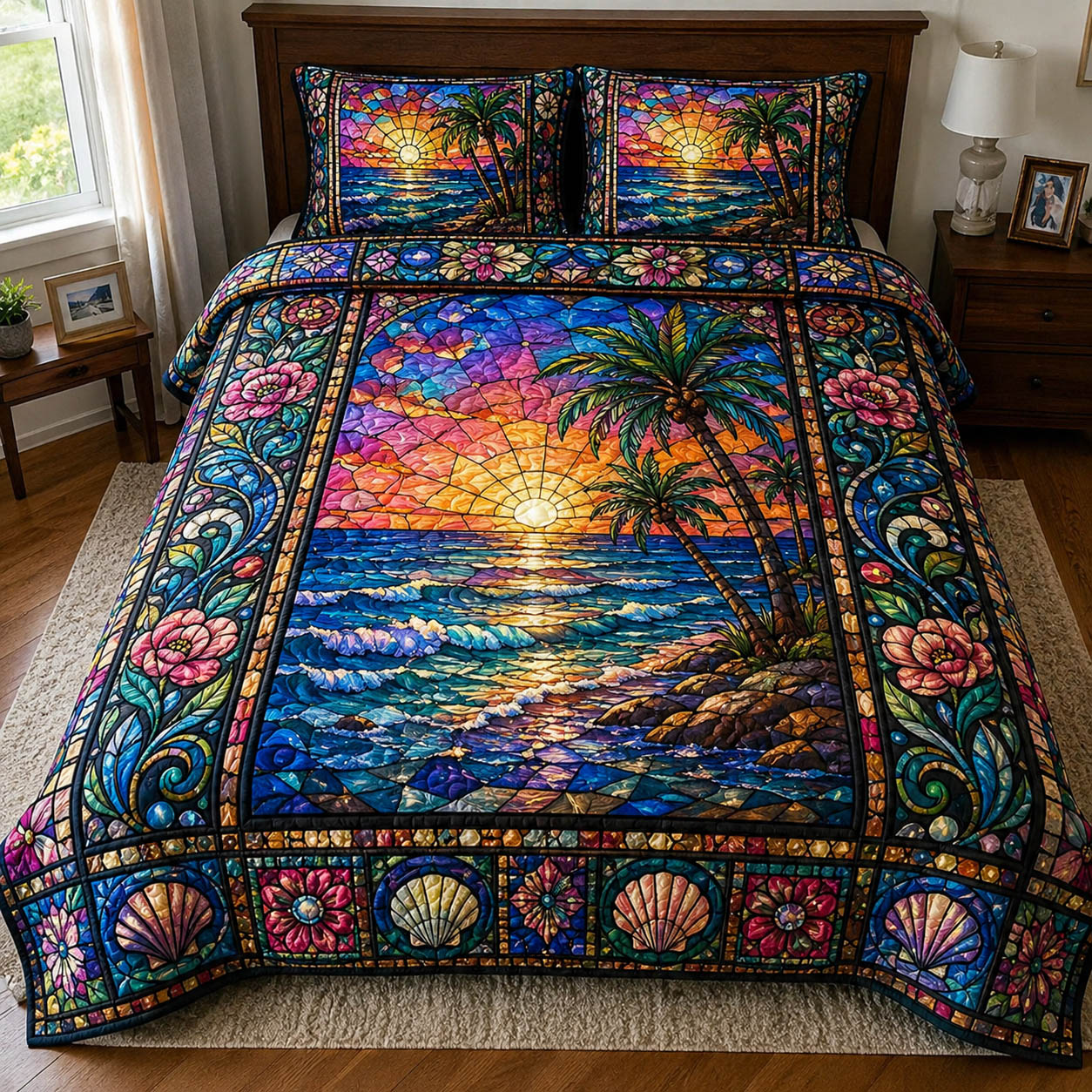 Tropical Beach 3-Piece Quilted Bedding Set GFTOLAN252