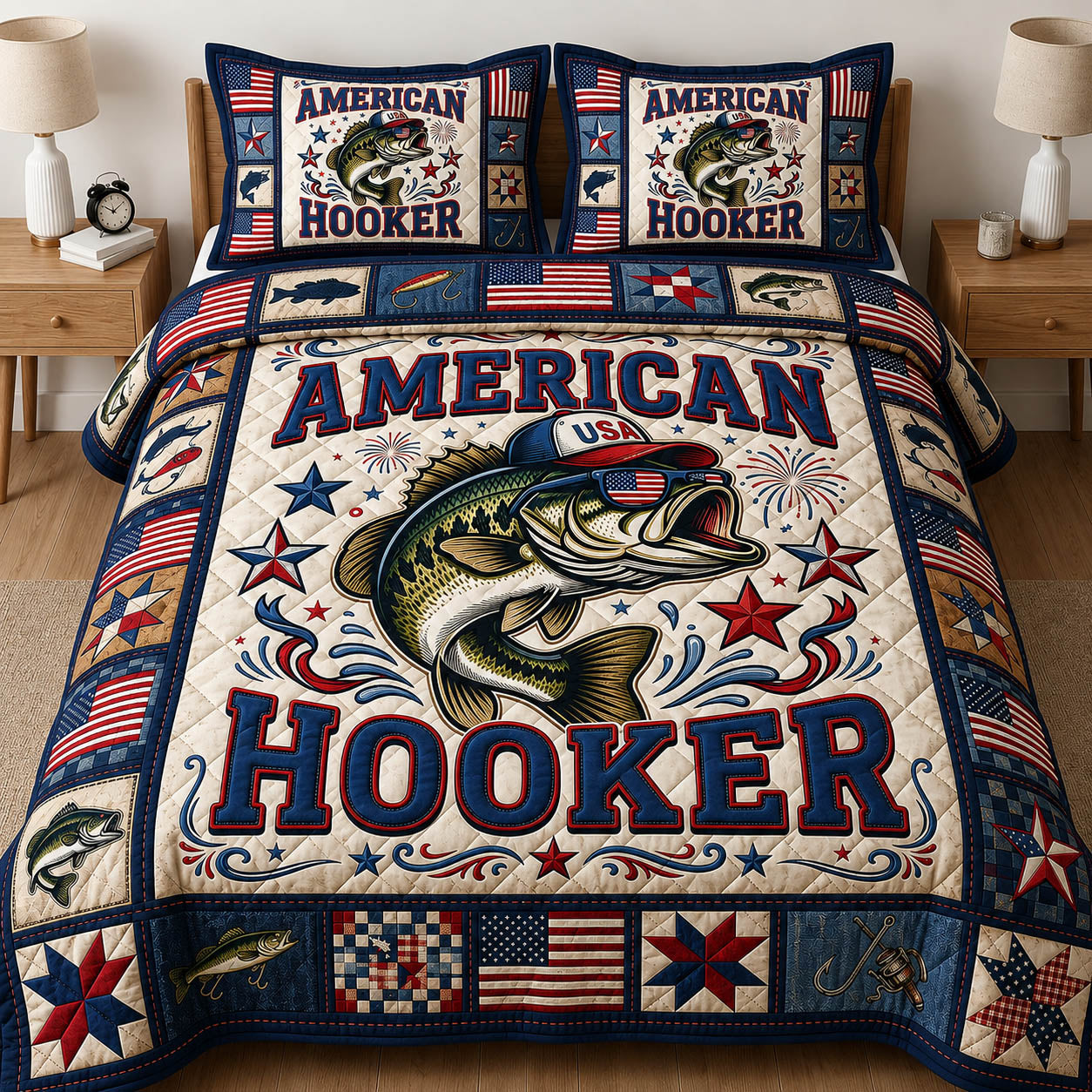 American Hooker 3-Piece Quilted Bedding Set GFTOLAN277