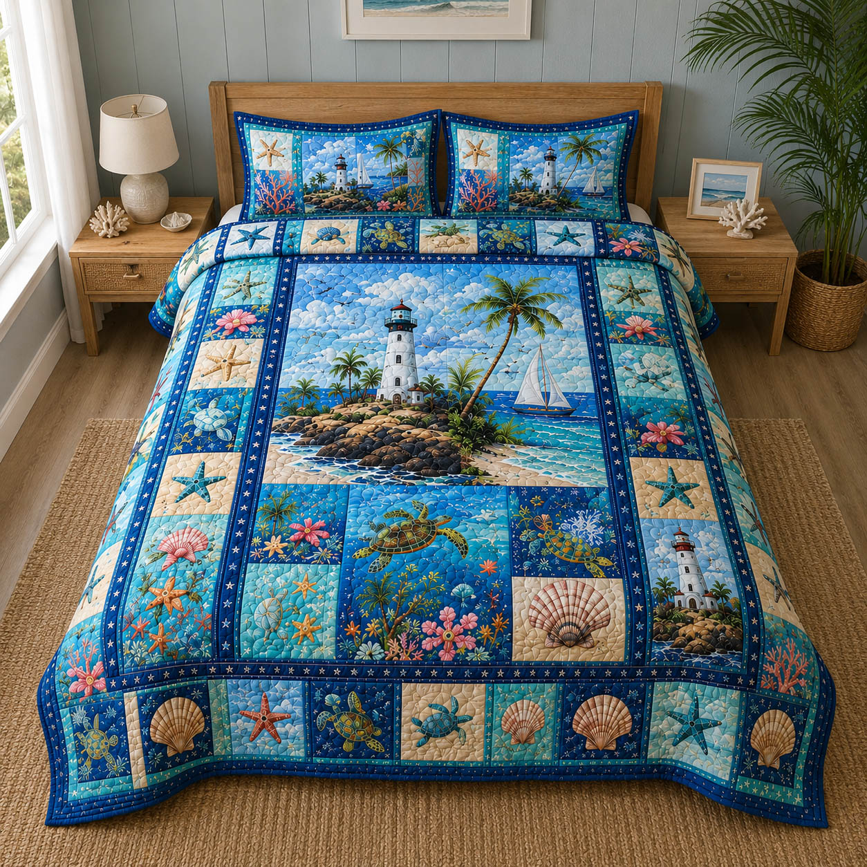 Seaside Treasures 3-Piece Quilted Bedding Set GFTOLAN300