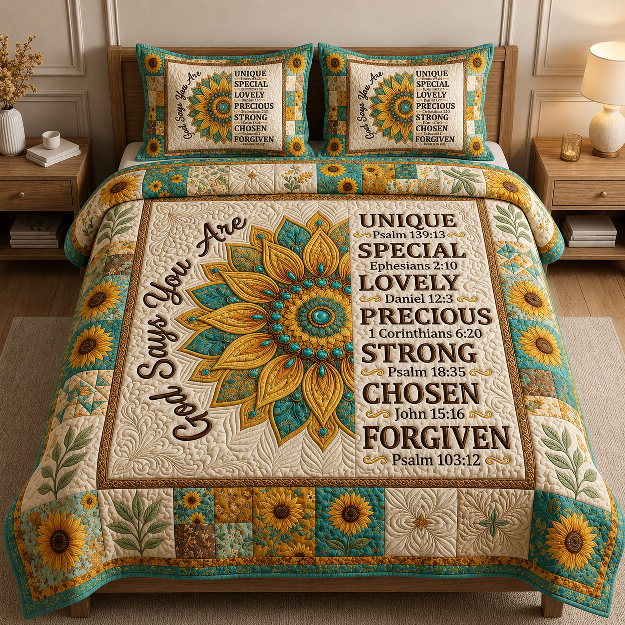 God Says You Are 3-Piece Quilted Bedding Set GFTOLAN314