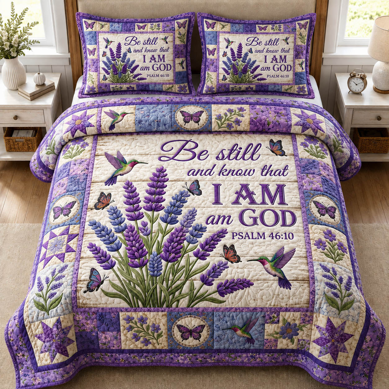 Serene Lavender 3-Piece Quilted Bedding Set GFTOLAN320