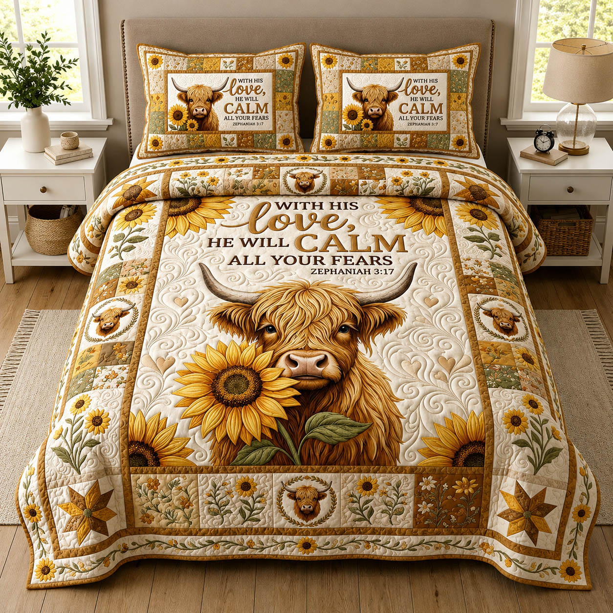With His Love 3-Piece Quilted Bedding Set GFTOLAN324