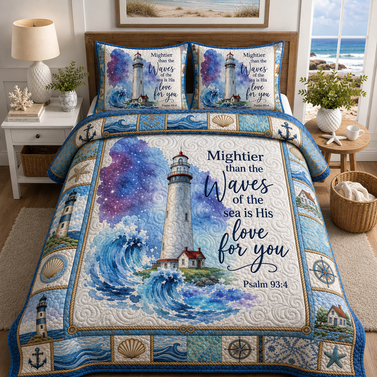 Coastal Lighthouse  3-Piece Quilted Bedding Set GFTOLAN331