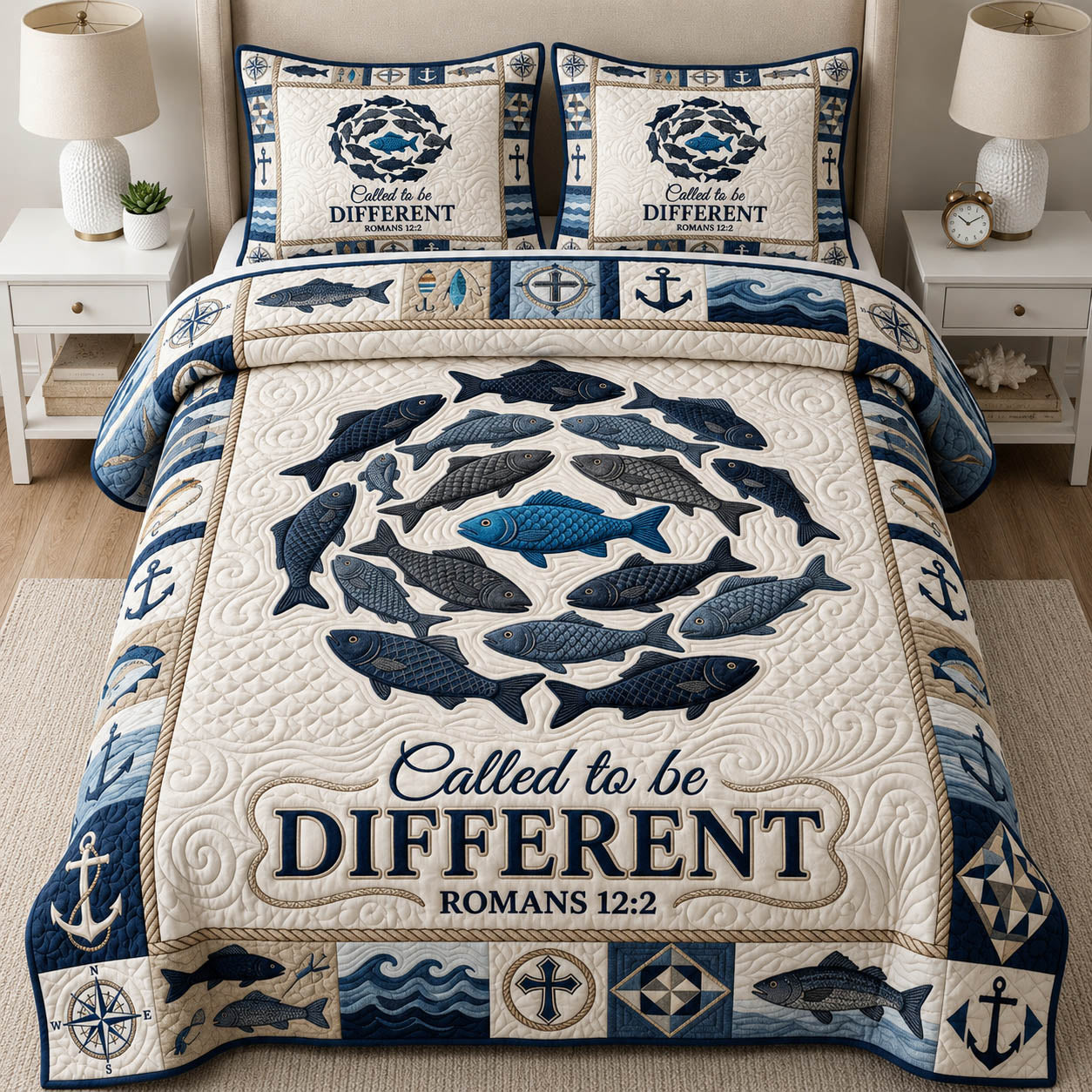 Called To Be Different 3-Piece Quilted Bedding Set GFTOLAN332