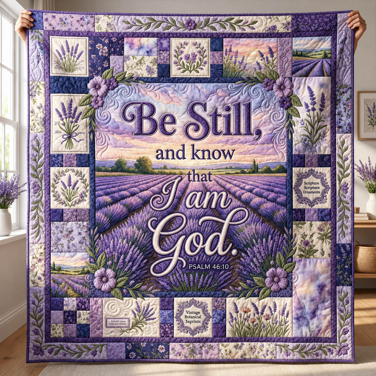 Be Still Lavender Quilted Blanket GFTOLAN336