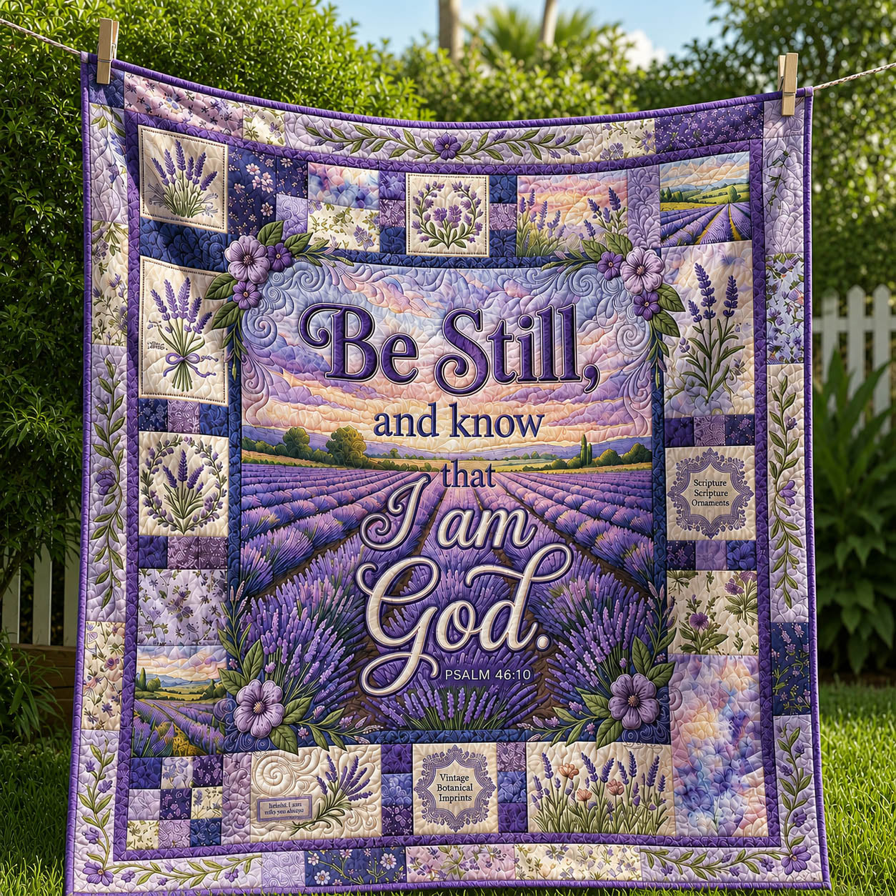 Be Still Lavender Quilted Blanket GFTOLAN337
