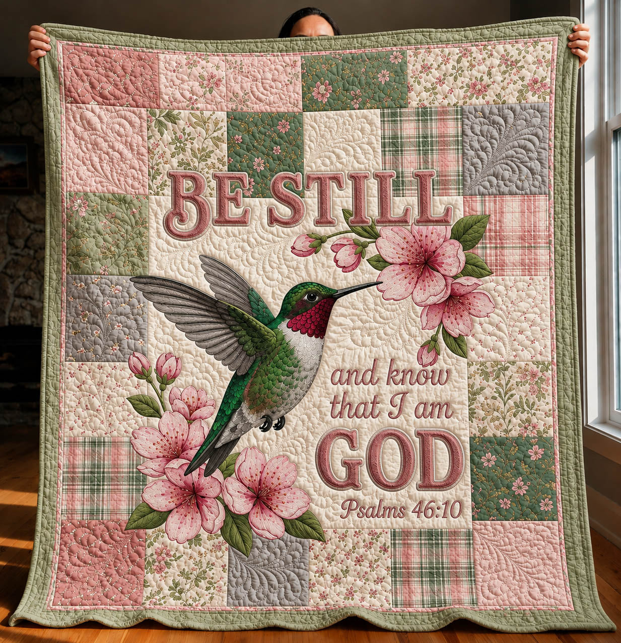 Be Still Hummingbird Quilted Blanket GFTOLAN338