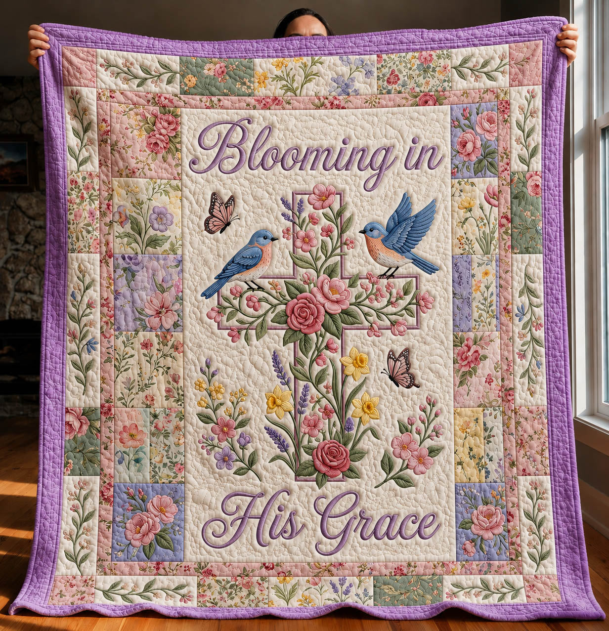 Booming In His Grace Quilted Blanket GFTOLAN339