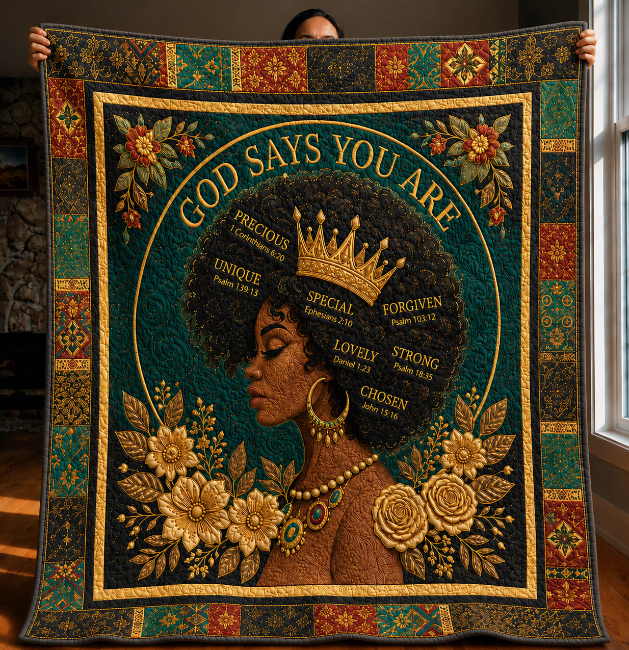 Faith Black Queen Quilted Blanket GFTOLAN344