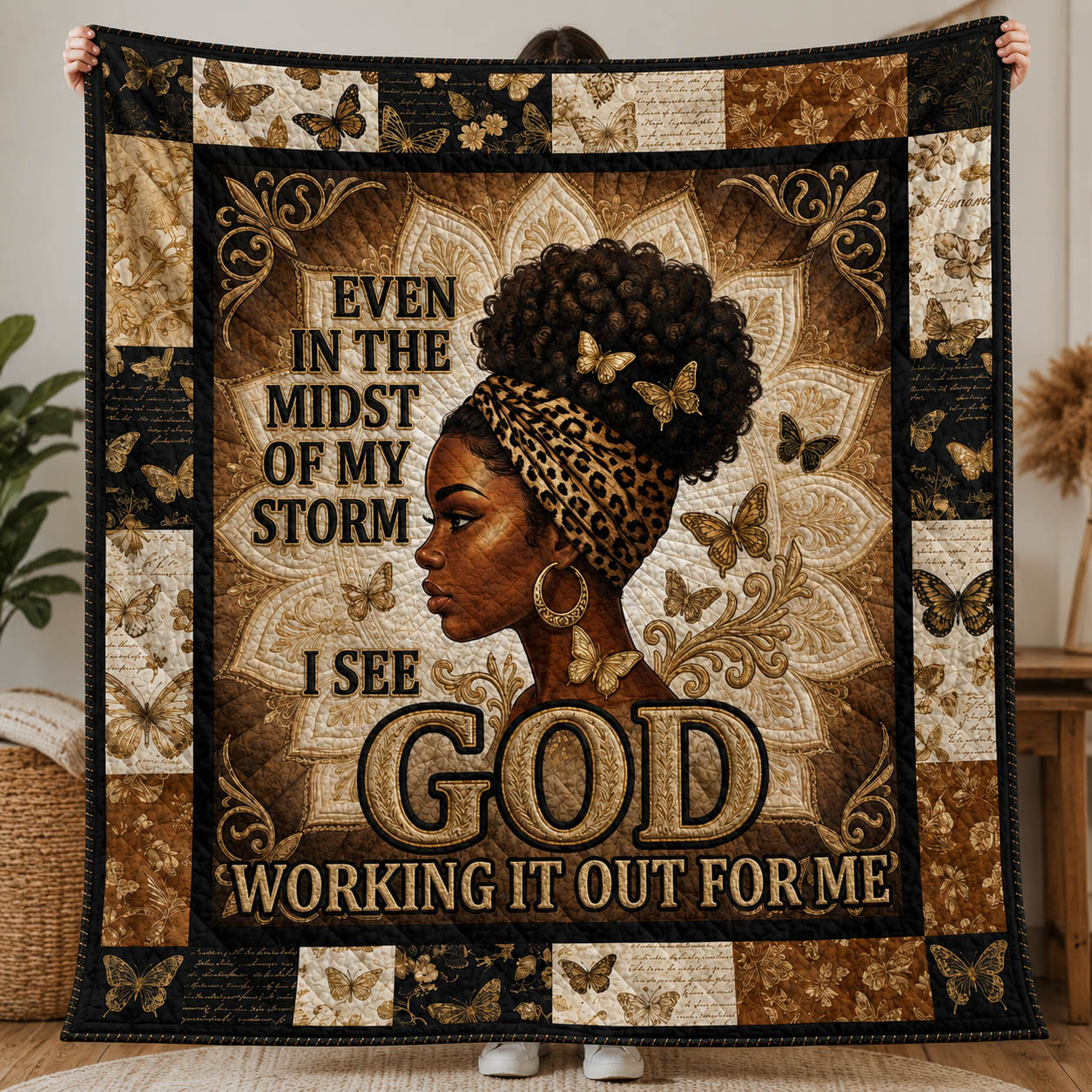 Faith Afro Woman Quilted Blanket GFTOLAN346