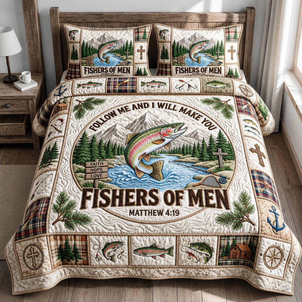 Fisher Of Men 3-Piece Quilted Bedding Set GFTOLAN400