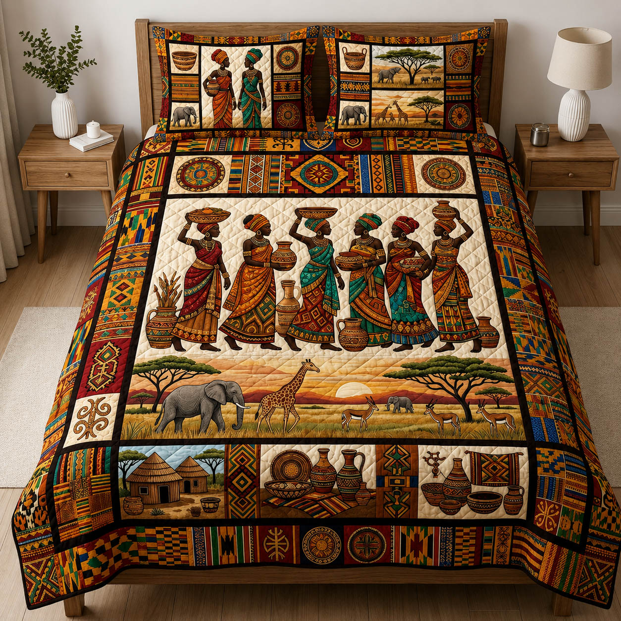 African Heritage 3-Piece Quilted Bedding Set GFTOLAN406