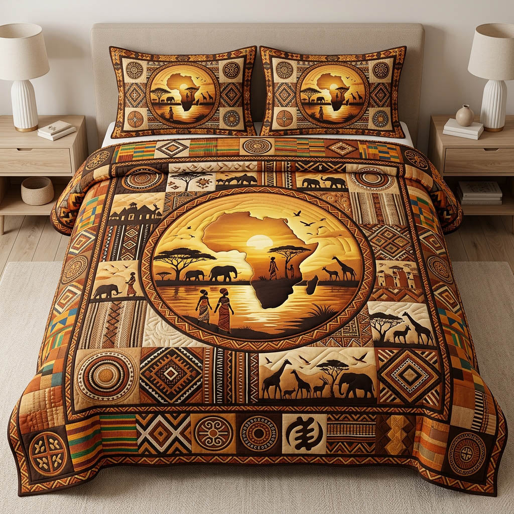 African Heritage 3-Piece Quilted Bedding Set GFTOLAN408