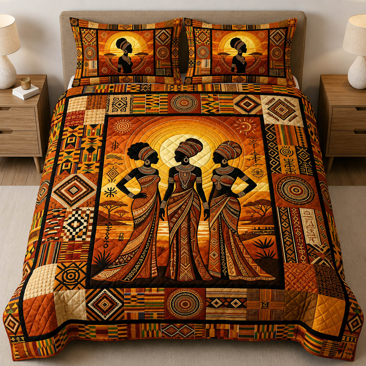 African Heritage 3-Piece Quilted Bedding Set GFTOLAN409