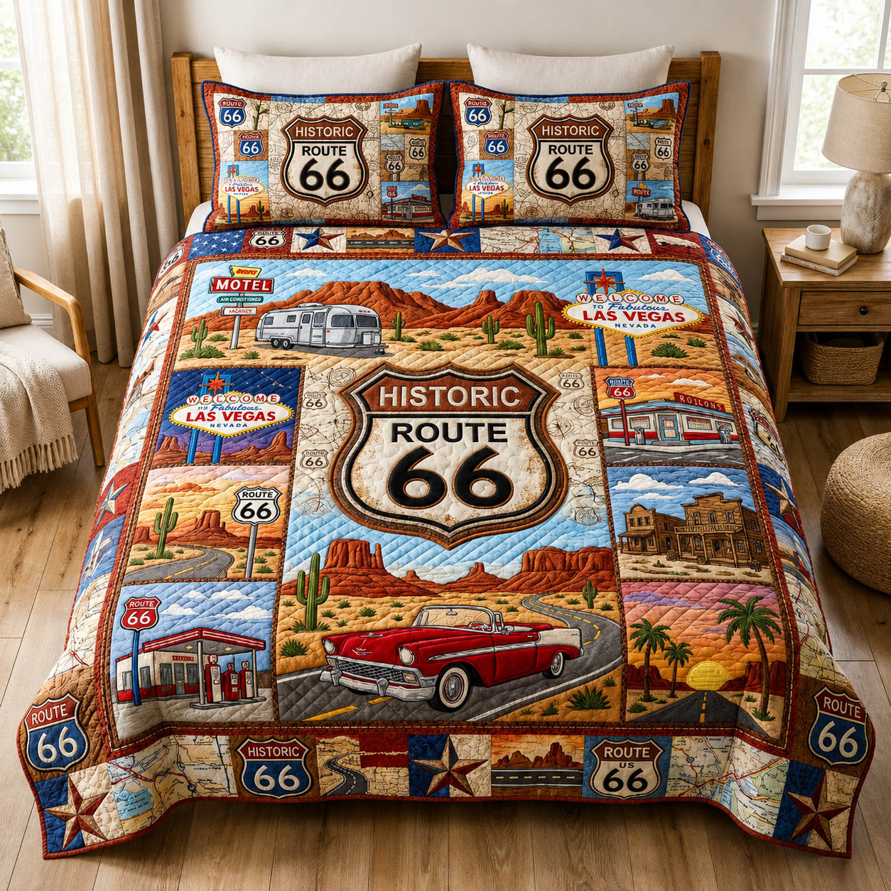 Route 66 3-Piece Quilted Bedding Set GFTOLAN547