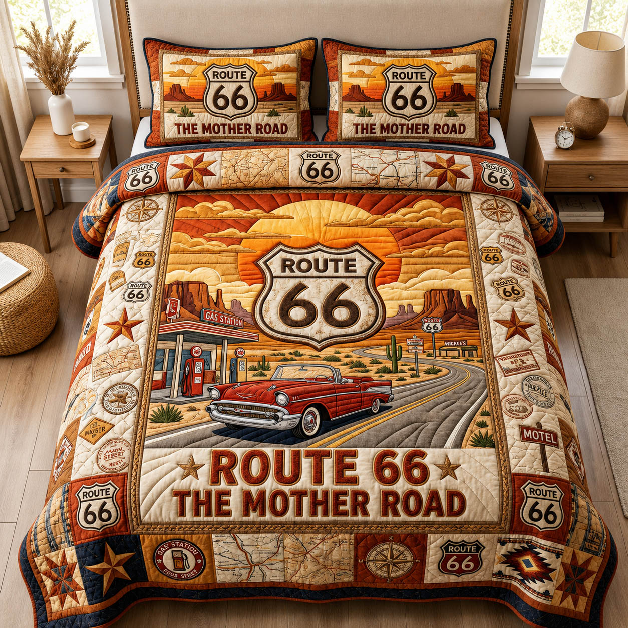 Route 66 3-Piece Quilted Bedding Set GFTOLAN548