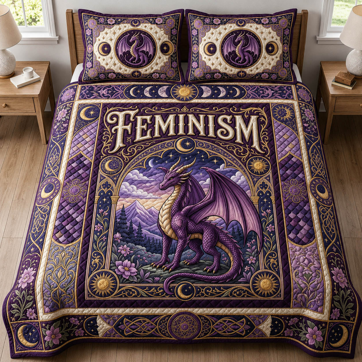 Celestial Dragon 3-Piece Quilted Bedding Set GFTOLAN555