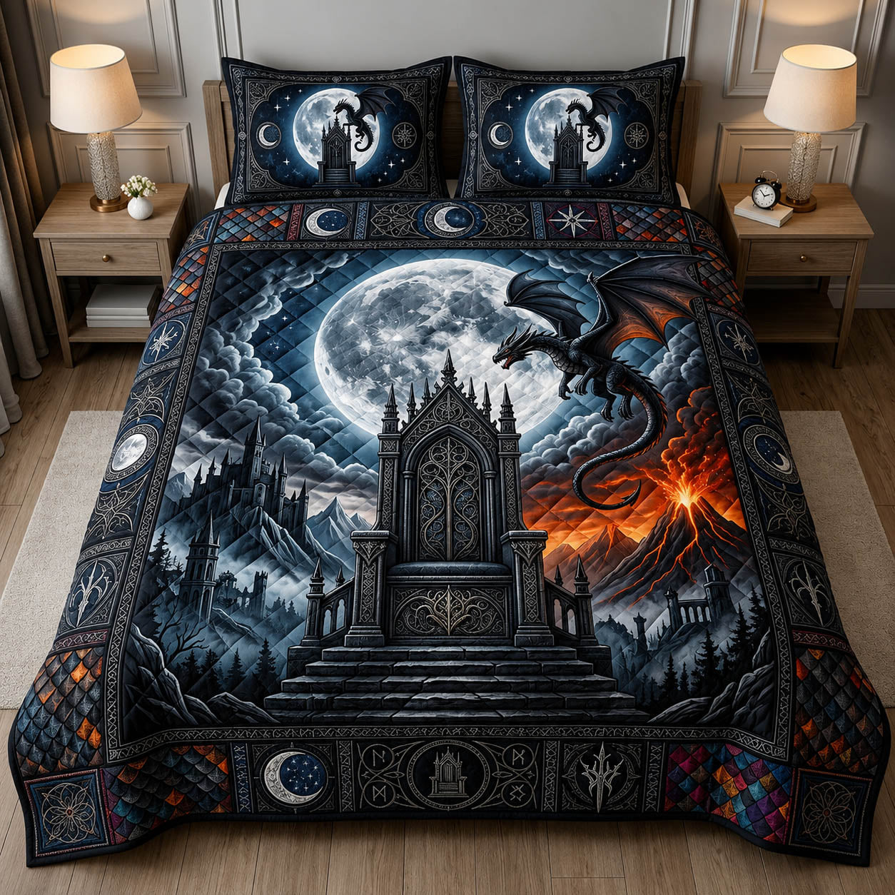Fantasy Dragon 3-Piece Quilted Bedding Set GFTOLAN557