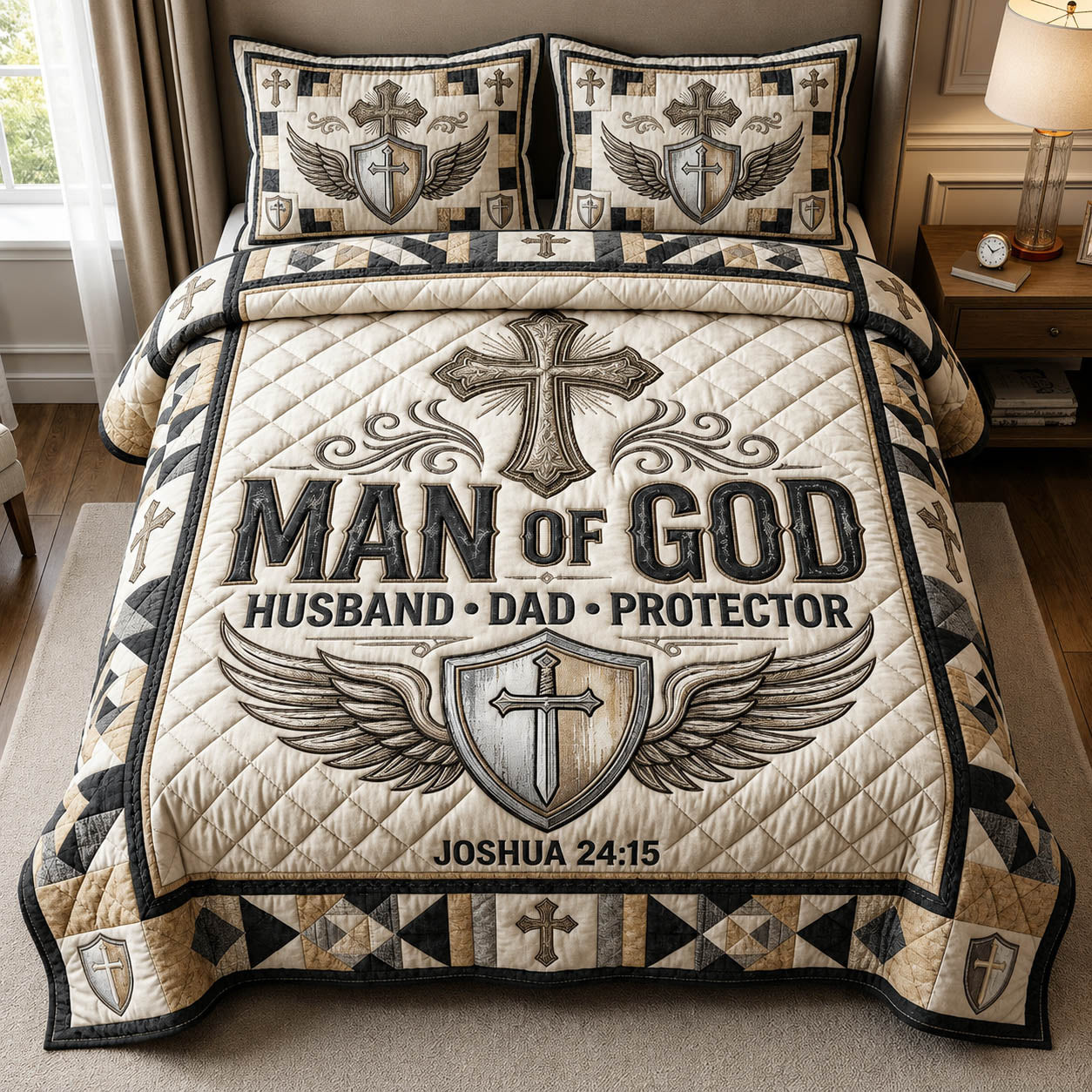 Man Of God 3-Piece Quilted Bedding Set GFTOLAN611