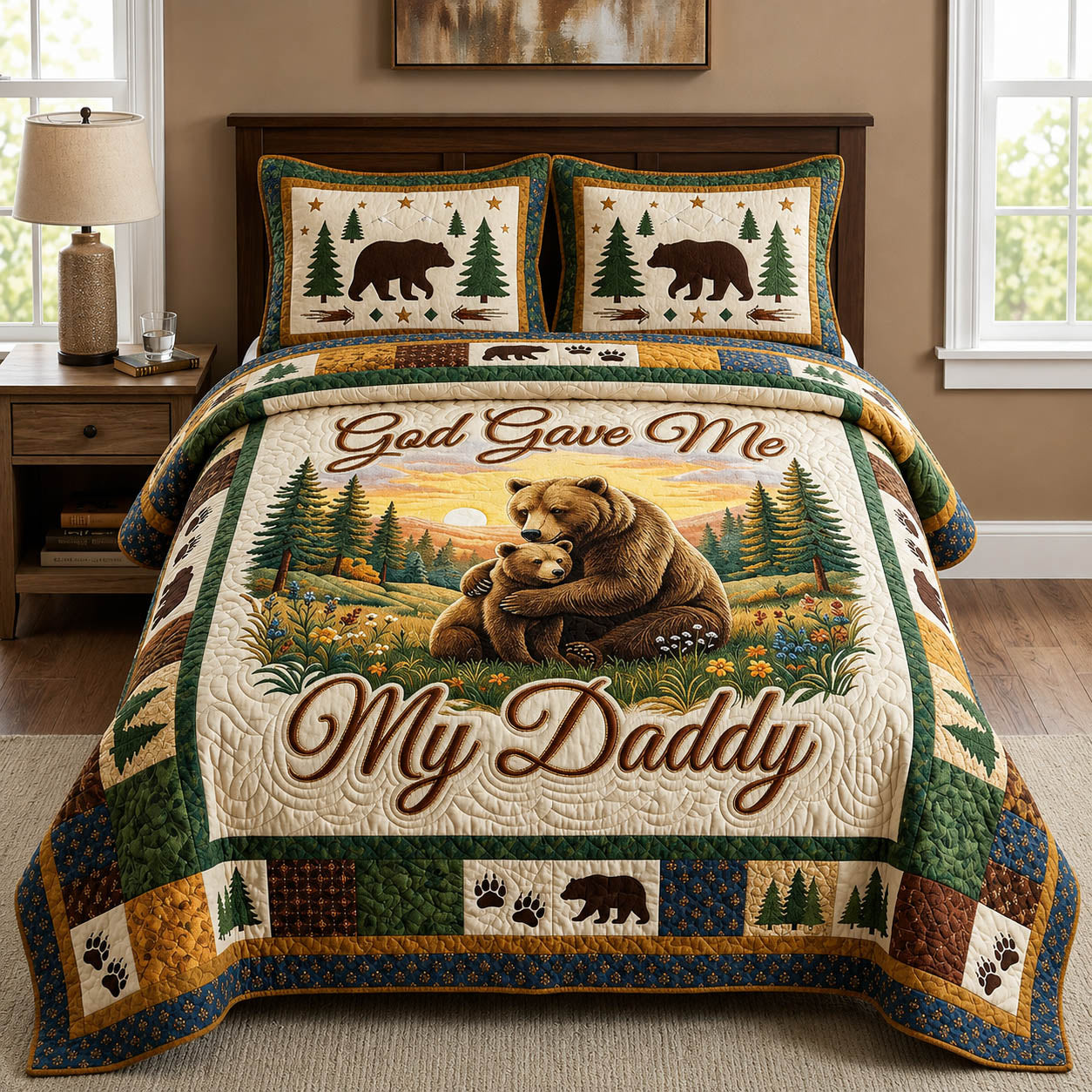 God Gave Me My Daddy 3-Piece Quilted Bedding Set GFTOLAN617