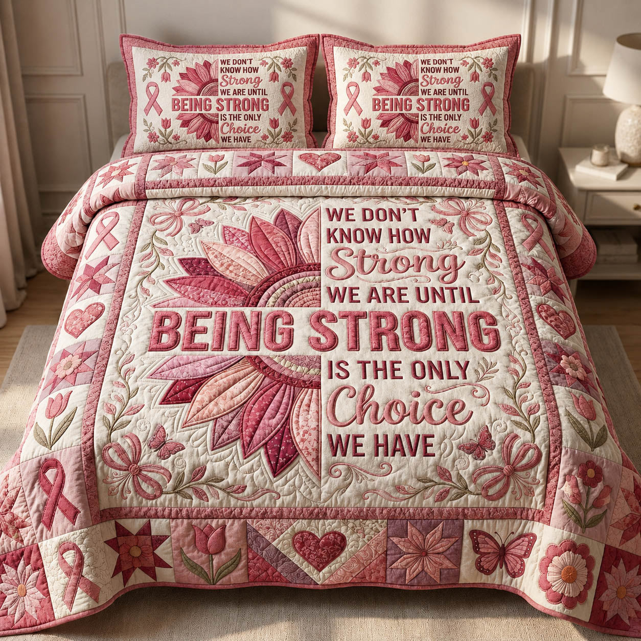 Being Strong 3-Piece Quilted Bedding Set GFTOLAN686