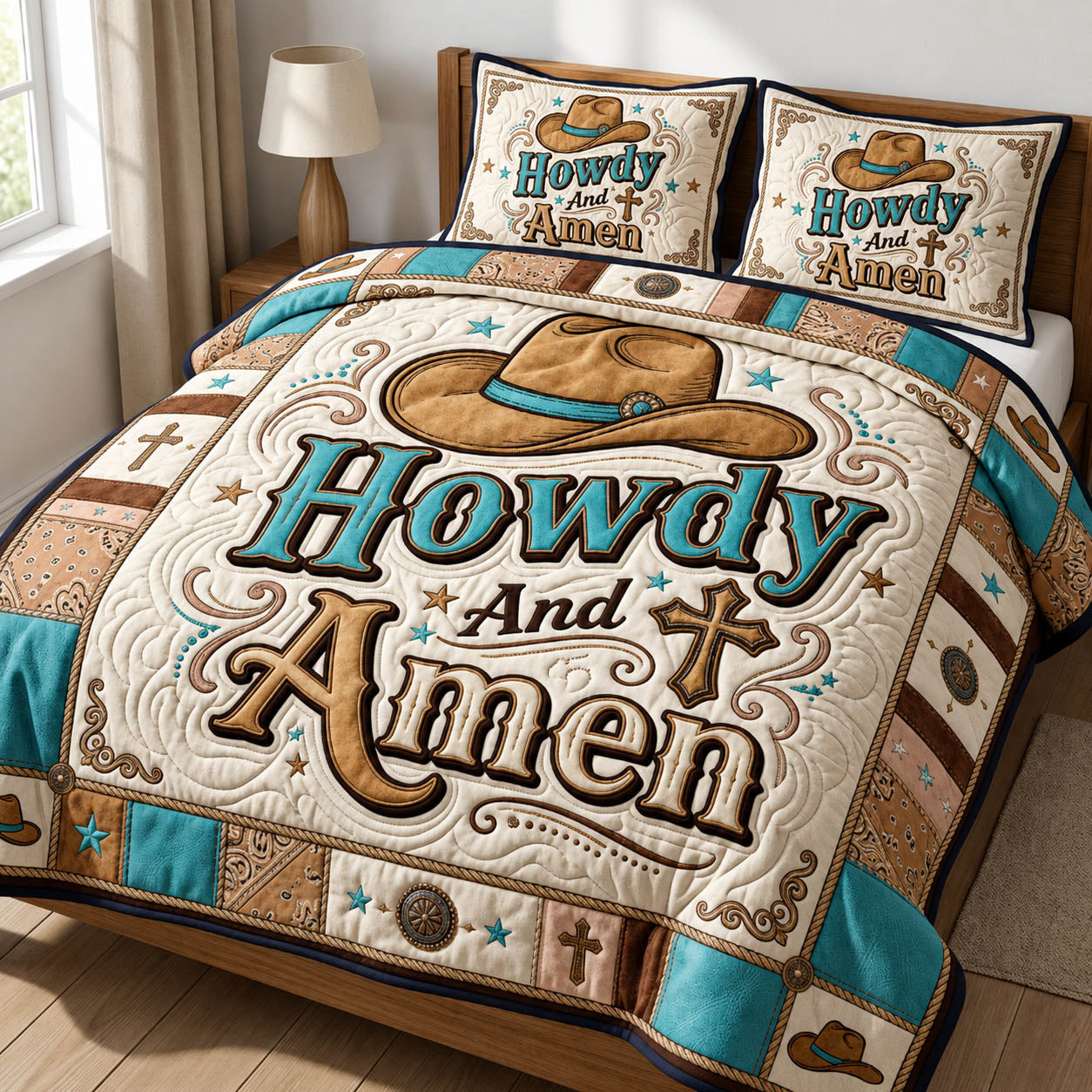 Cowgirl 3-Piece Quilted Bedding Set GFTOLAN689