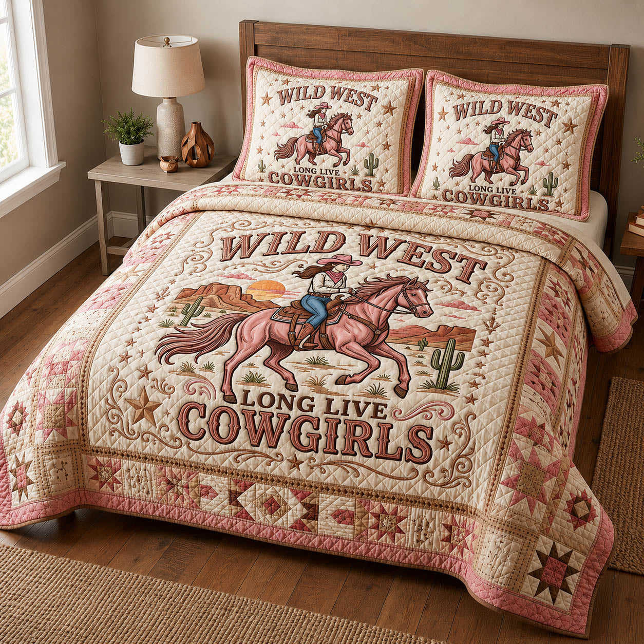 Long Live Cowgirls 3-Piece Quilted Bedding Set GFTOLAN692