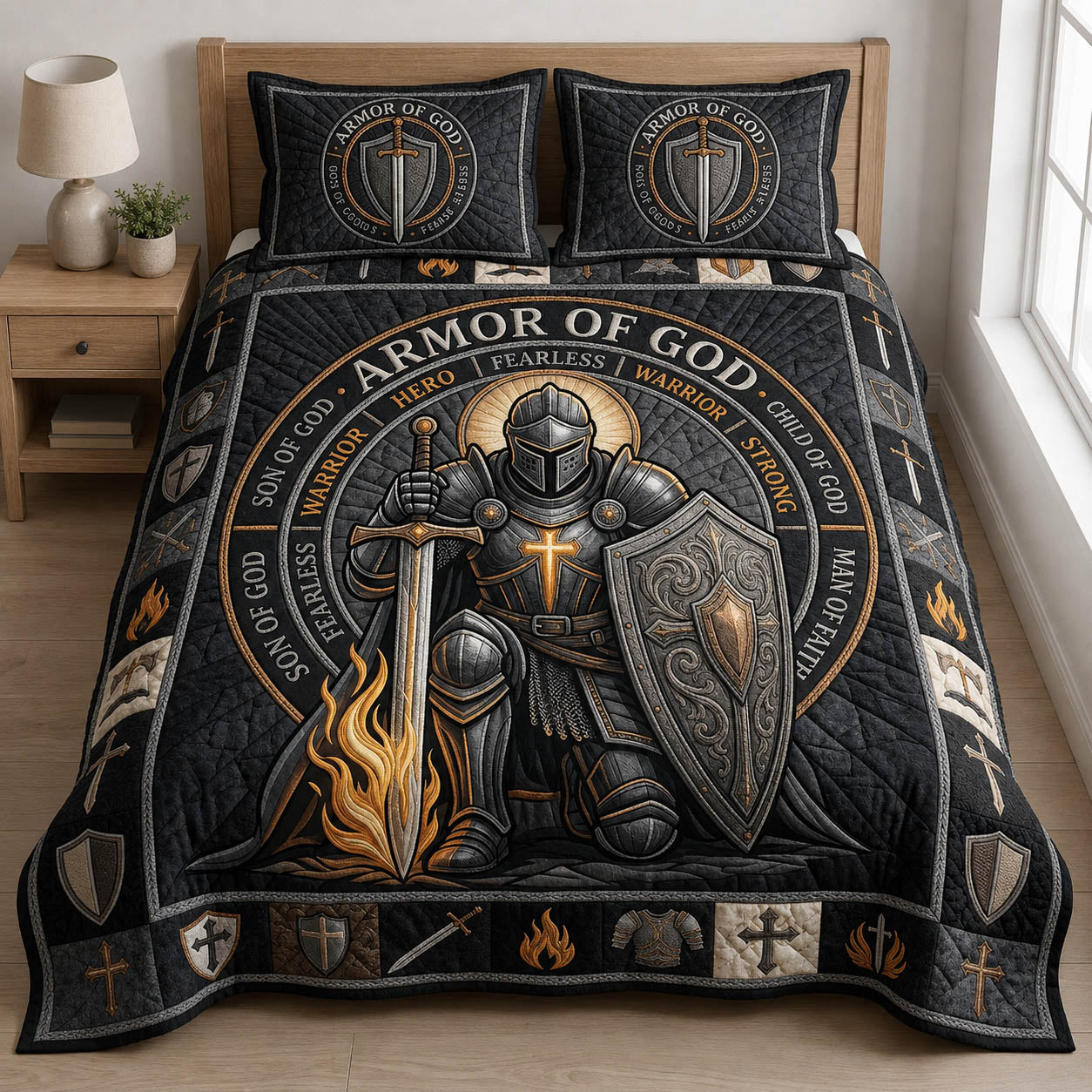 Armor Of God 3-Piece Quilted Bedding Set GFTOLAN739