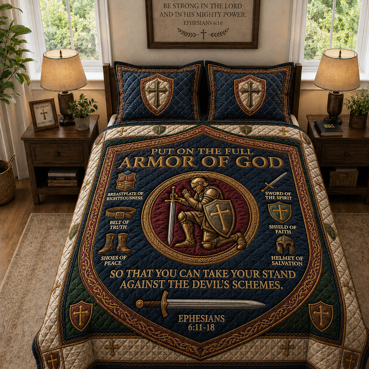 Armor Of God Ephesians 3-Piece Quilted Bedding Set GFTOLAN740