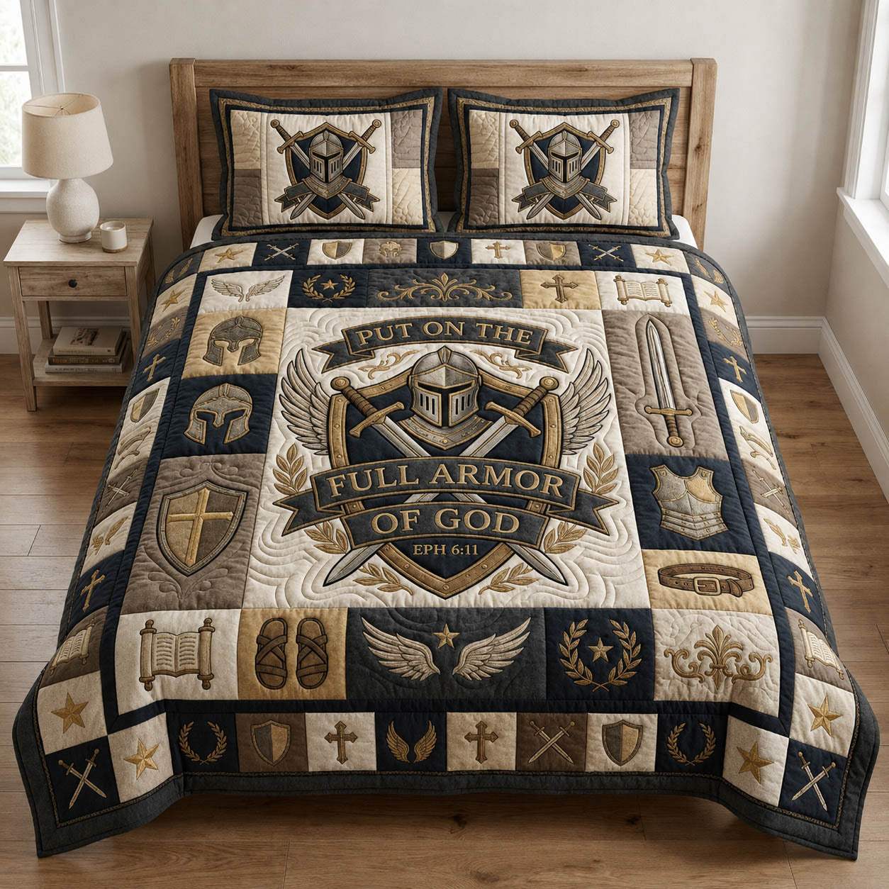 Put On The Full Armor Of God 3-Piece Quilted Bedding Set GFTOLAN742