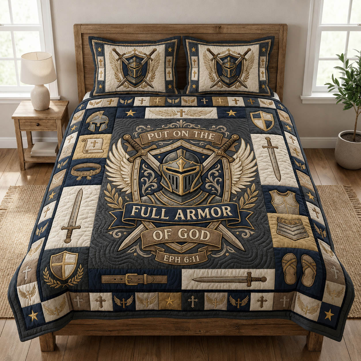 Put On The Full Armor Of God 3-Piece Quilted Bedding Set GFTOLAN743
