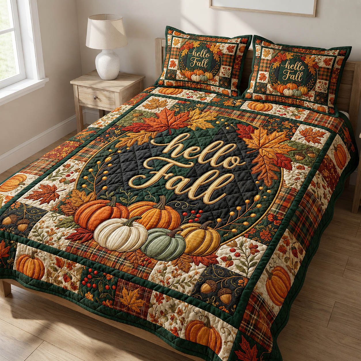 Hello Fall 3-Piece Quilted Bedding Set GFTOLAN747