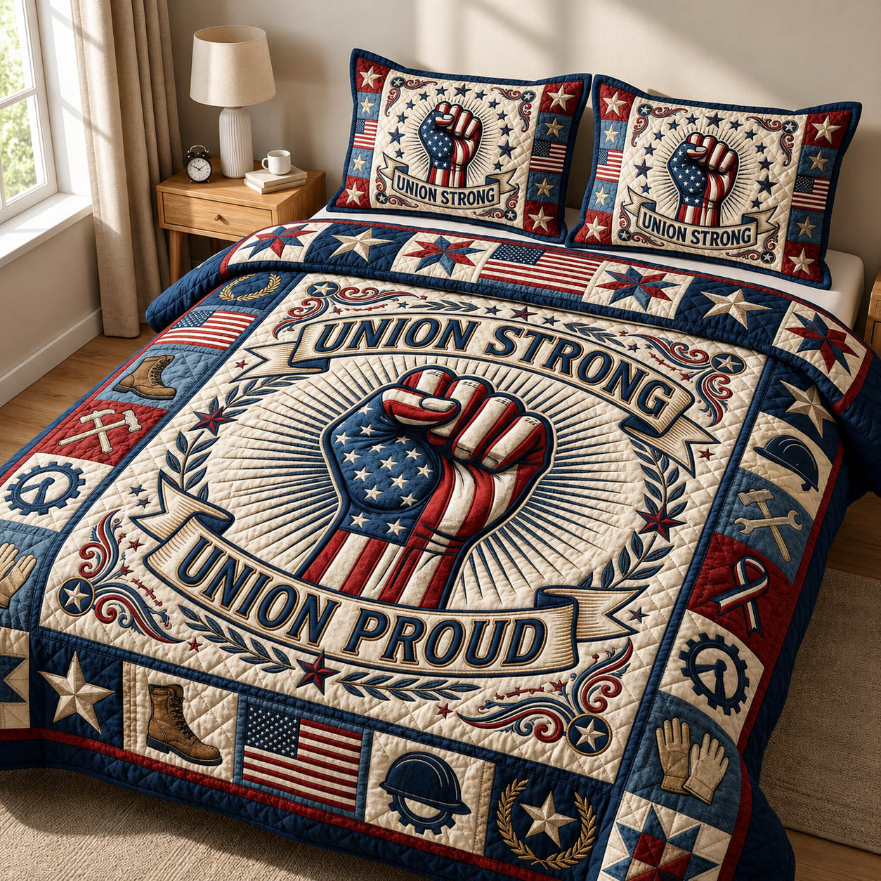 Union Strong Union Proud 3-Piece Quilted Bedding Set GFTOLAN775