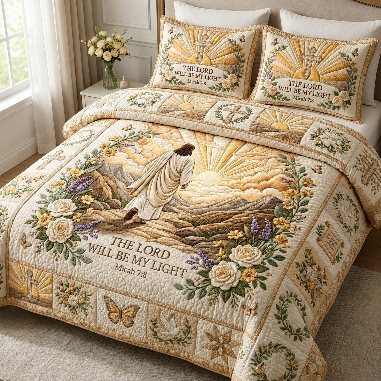 Lord Will Be My Light 3-Piece Quilted Bedding Set GFTOLAN783